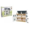 Puppenhaus Verpackung + Puppenhaus aus Holz in weiß-blauer Optik