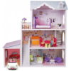 Lila farbenes drei Stöckiges Puppenhaus aus Holz mit Puppen Auto und Möbel